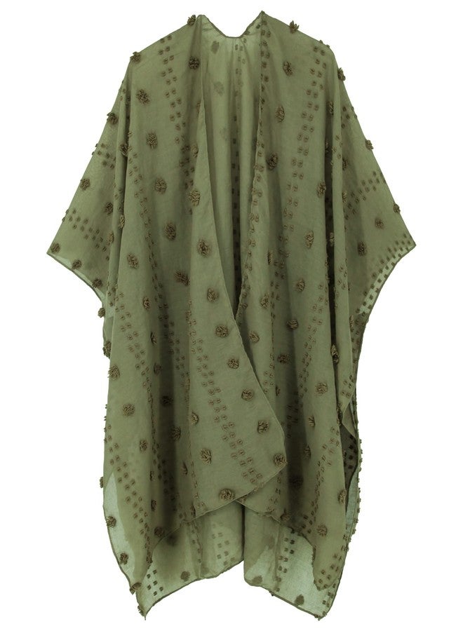 Moss Rose Women's Beach Cover up Swimsuit Kimono Cardigan with Bohemian Floral Print Green - Image 2